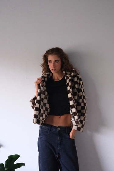 PRE ORDER CHAQUETA CUADROS - CHOCOLATE