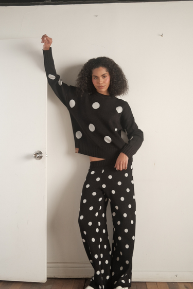 PANTALONES TEJIDOS PUNTOS - NEGRO