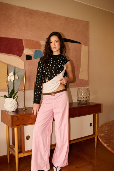 PANTALON CUADROS ROSADO