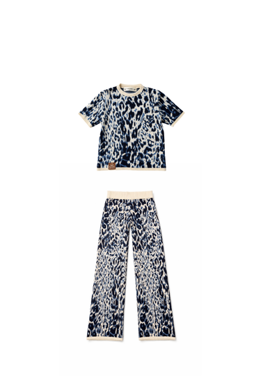 CAMISETA TEJIDA LEOPARDO AZUL