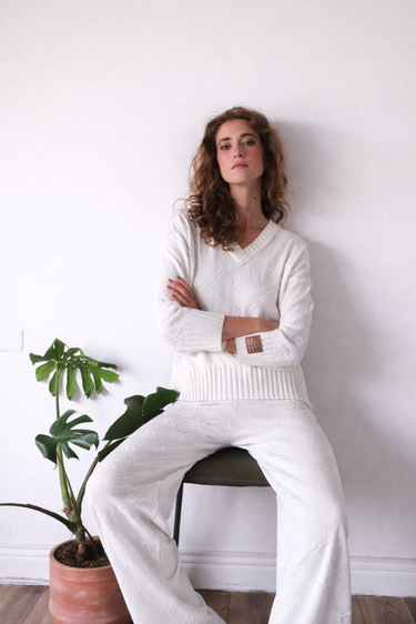 PANTALON TEJIDO RAYOS - CRUDO