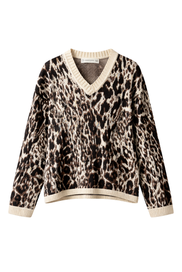 CONJUNTO TEJIDO SACO LEOPARDO CAFE
