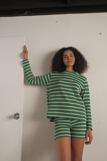 CREWNECK TEJIDO RAYAS VERDE