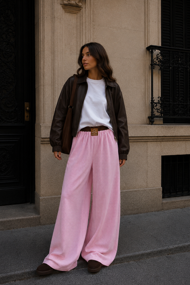 PANTALON CUADROS ROSADO