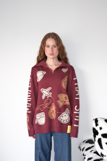 SACO TEJIDO MANIFEST 2026 (VINOTINTO) - GINA X BTB