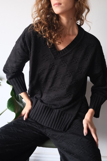 CONJUNTO TEJIDO RAYOS NEGRO