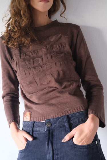 CAMISETA TEJIDA - SHOW YOUR SELF MORE LOVE NEGRA