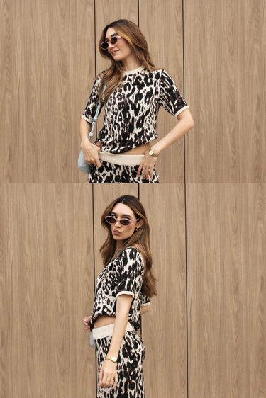 CAMISETA TEJIDA LEOPARDO CAFE